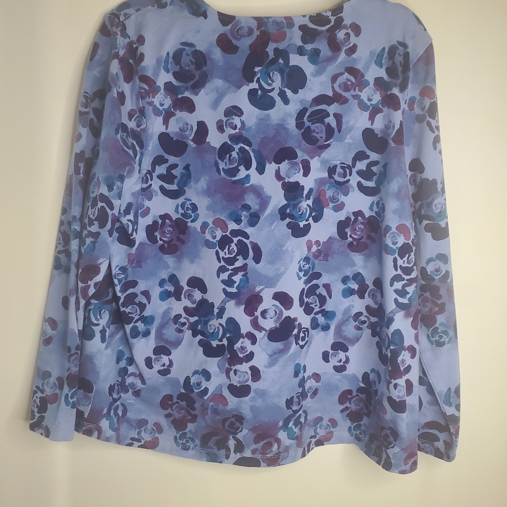 Denim&Co, Size XL vibrant blue/purple l/sleeve tunic tee - Picture 3 of 7